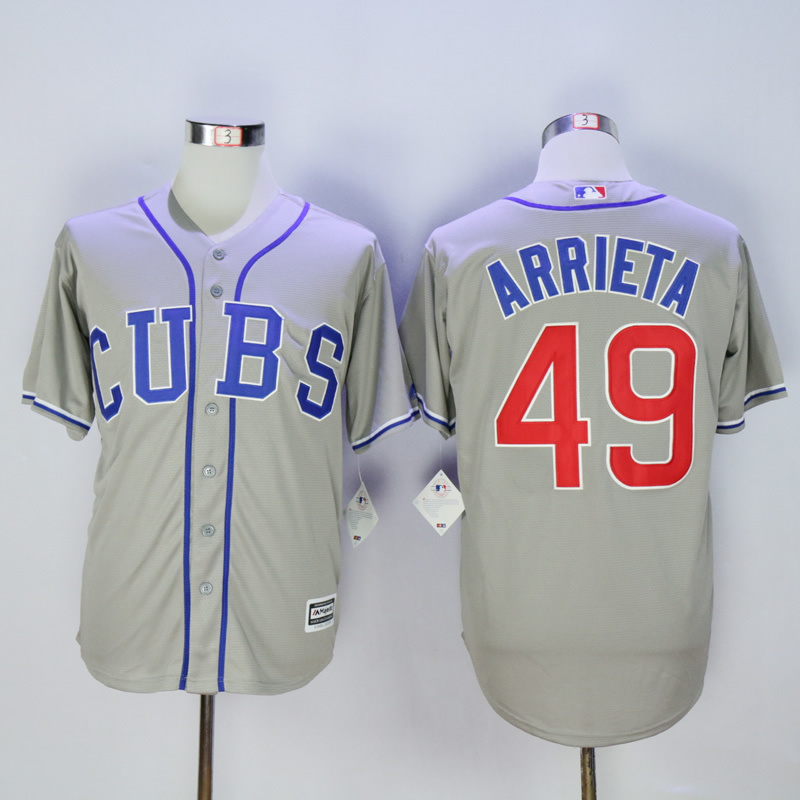 Men Chicago Cubs 49 Arrieta Grey CUBS MLB Jerseys